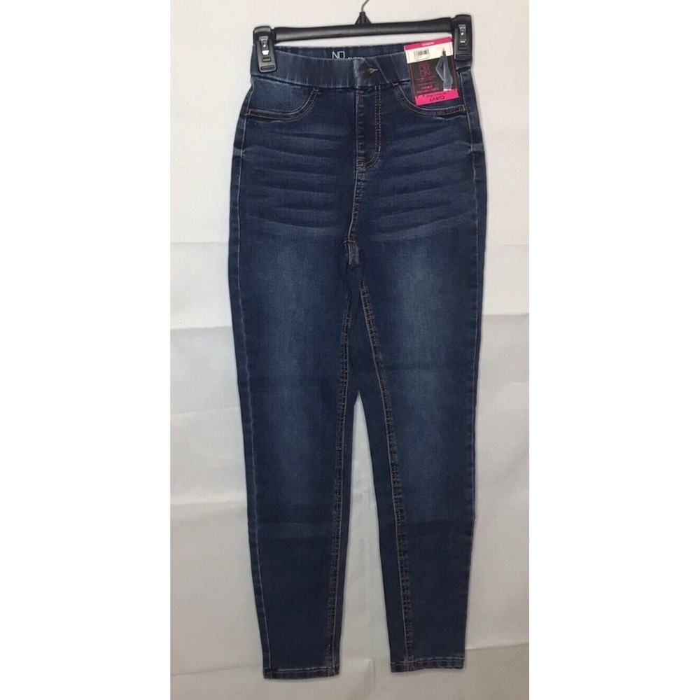 No Boundaries Super High Rise Curvy Jeggings Dark‎ Wash Blue XS 1